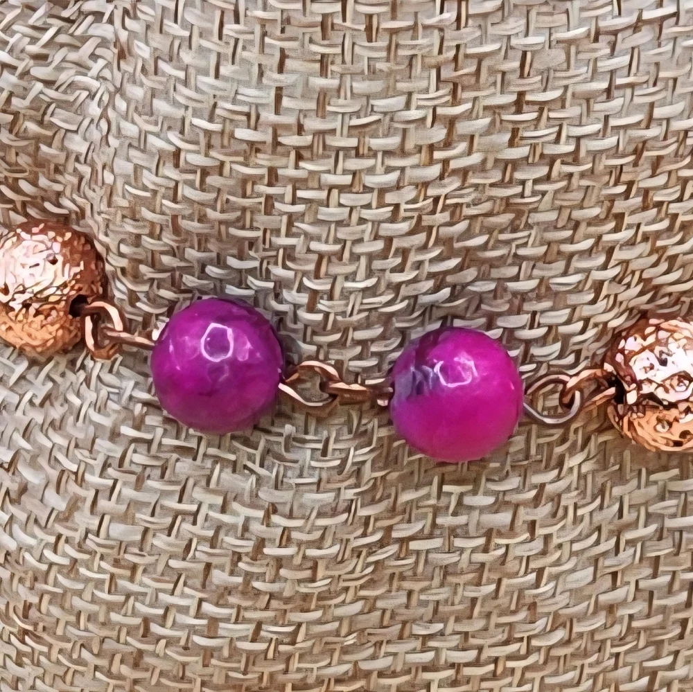 Sugilite and Copper Electroplated Lava Rock Linked Bracelet